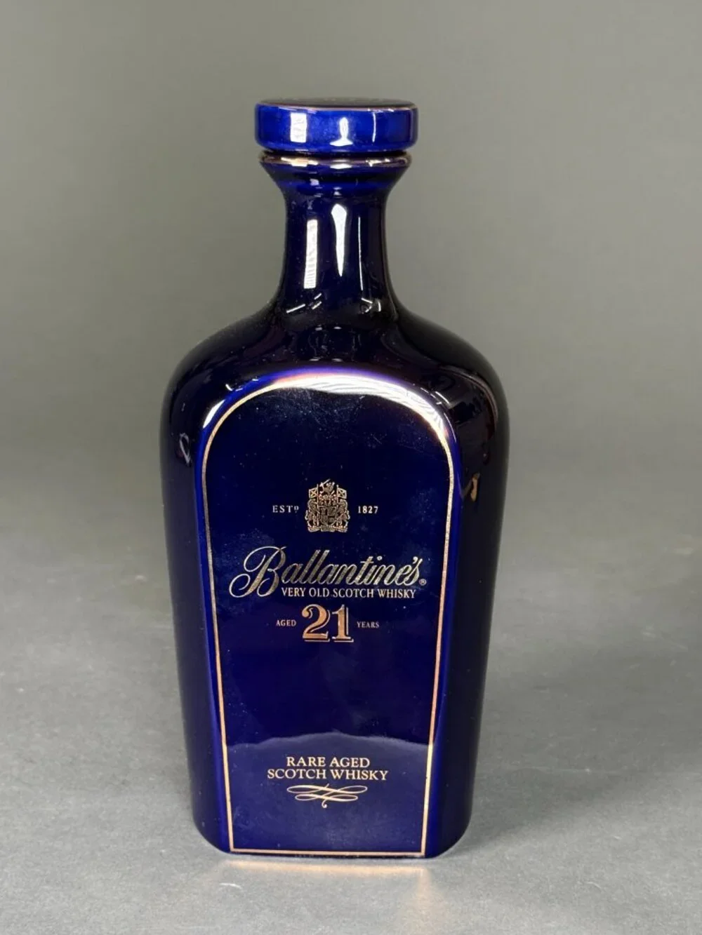 Rare Ballantine's 21 Year Old Empty Blue Wade Porcelain Whisky Decanter 70cl